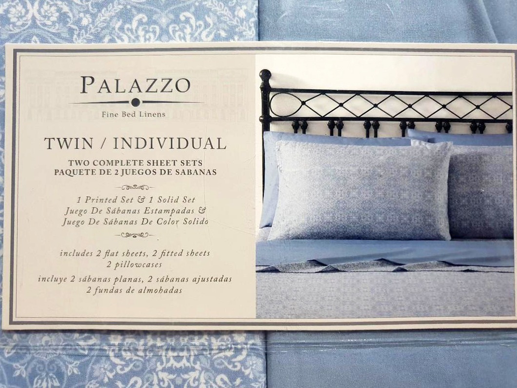 Palazzo Fine Bed Linens Two Complete Sheets Set Twin, Furniture & Home