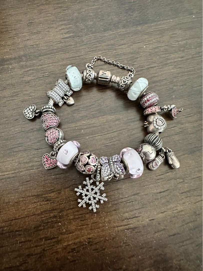 Full set pandora cheap inspired beaded charm bracelet