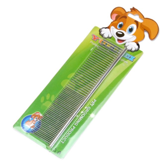 Dog Cat Pet Comb Double-Sided Grooming Brush Metal Comb For Loosening Up Removing Mats Debris Tangles And Knots Wooden Handle Stainless Steel Tooth Perfect For Honghair Pets