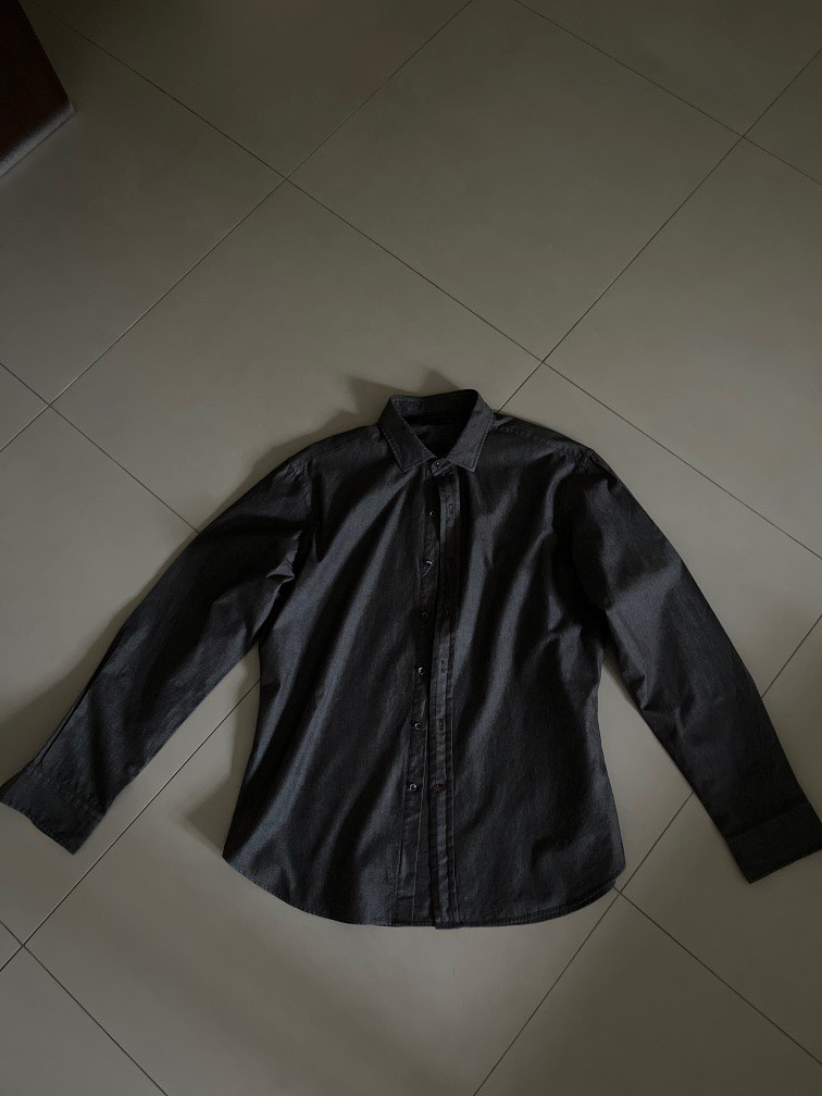 ralph lauren black label dress shirt in dark grey, Men's Fashion, Tops &  Sets, Formal Shirts on Carousell