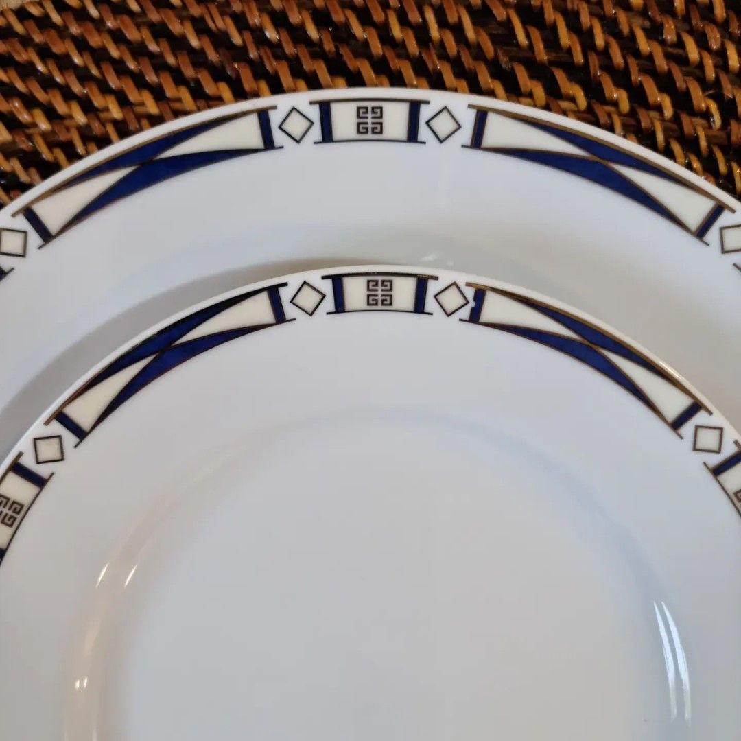 Rare Givenchy Plates Set 6pcs w/ Diamond Rim, Furniture & Home Living