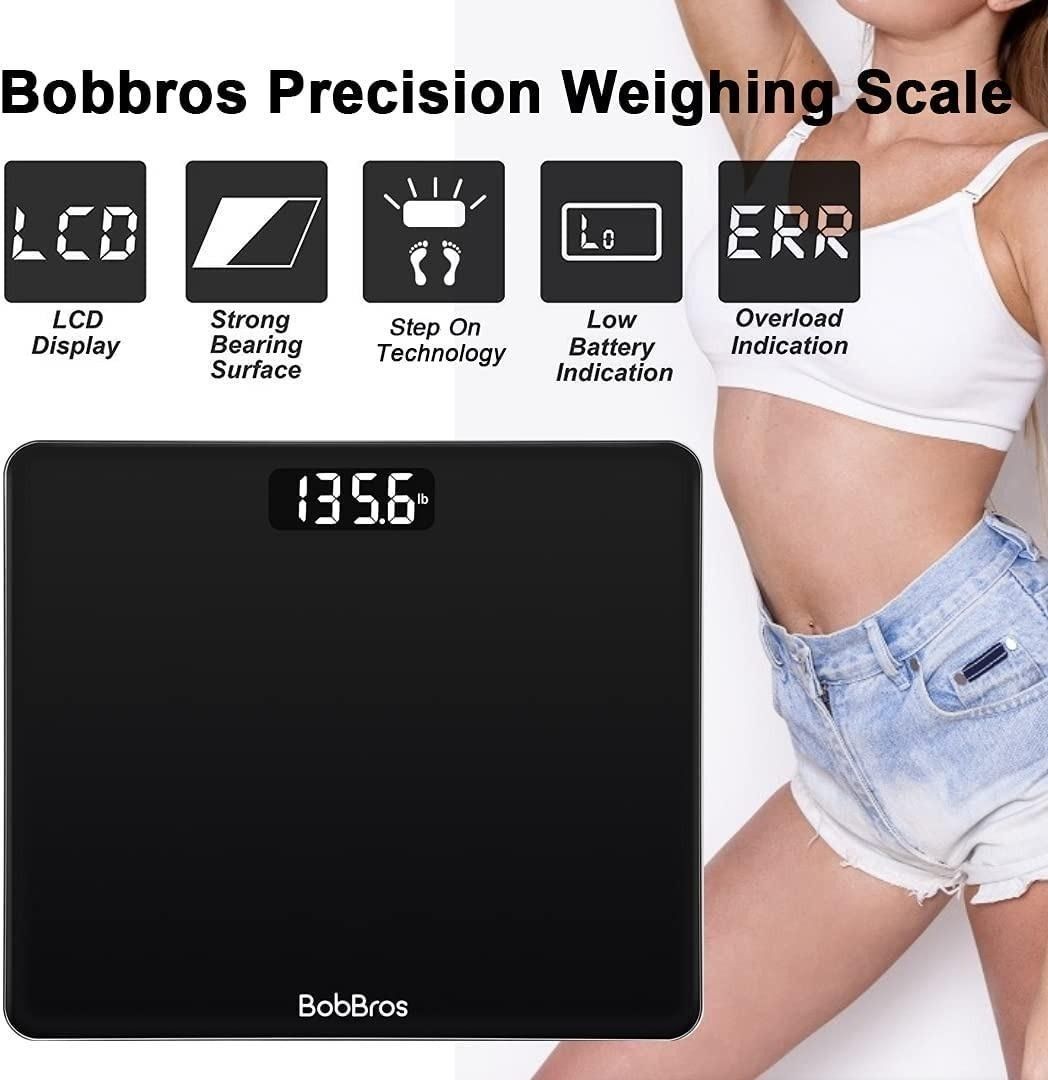 Digital Scale for Body Weight, Step-On Technology Bathroom Scale, High  Accuracy Within 0.2 lb/0.1 kg, 400 Pounds/180Kgs Capacity by BobBros (Black)