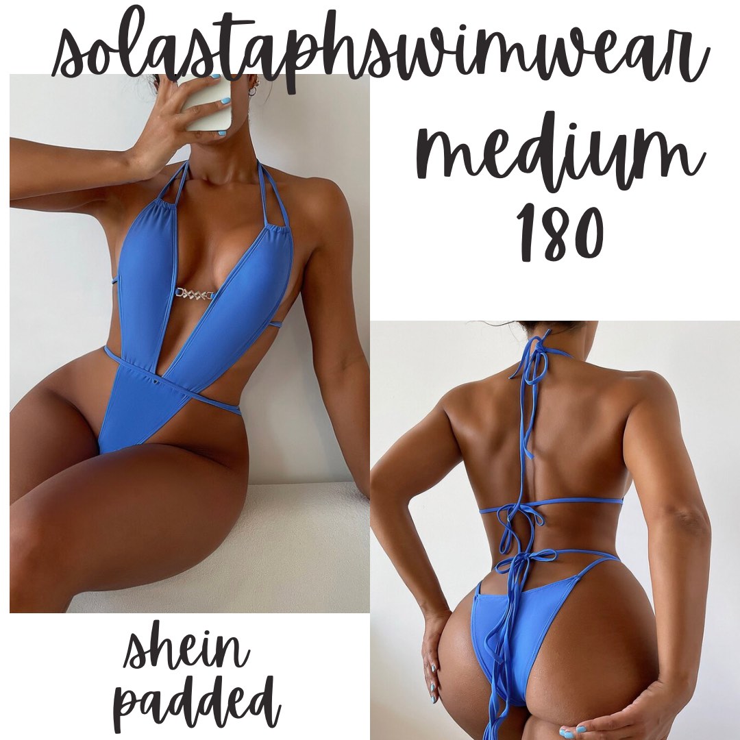Shein Blue High cut one piece swimsuit, Women's Fashion, Swimwear