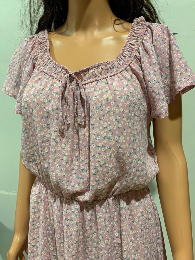 Sienna Sky Womens Dress Small Blue Floral Fit and Flare V-Neck Short Sleeve  NEW