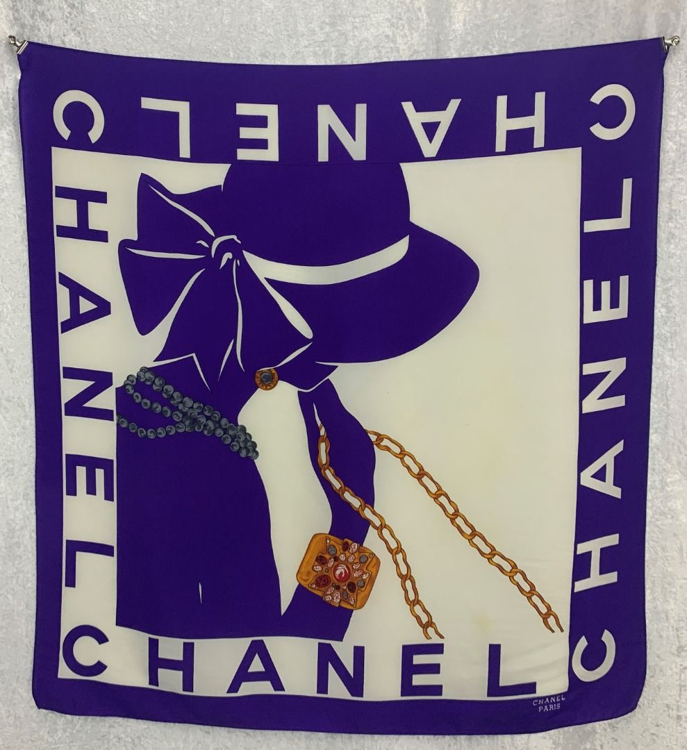 Vintage Silk Scarf Chanel Vintage Silk Scarf 33 X 34 Inches 