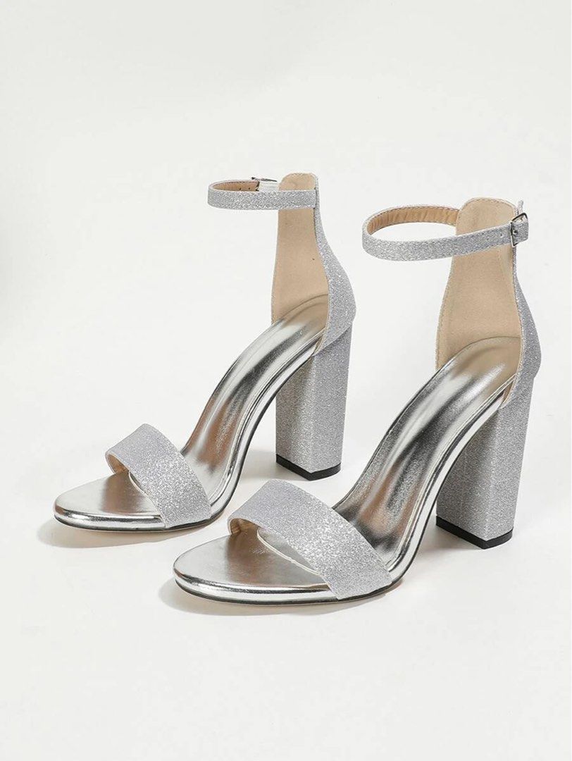 Chunky heels silver cheap