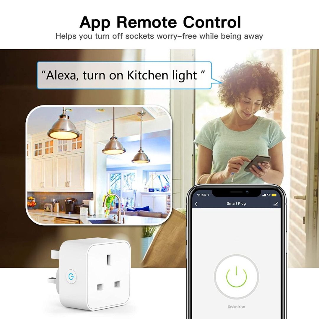 Smart Plug Alexa Plugs, Aoycocr Smart Socket with WiFi & Bluetooth, Works  with  Alexa (Echo