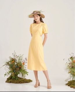 The Closet Lover Agata Midi Dress in Sunshine Yellow