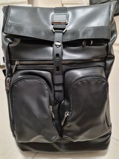 Tumi london roll top backpack leather sales
