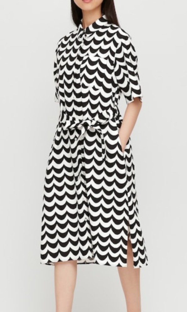 Uniqlo x Marimekko - black and white linen blend v-neck dress - Dresscodes
