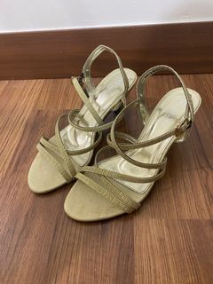 Valentino Ruby champagne gold glitter strappy sandals heels size 38