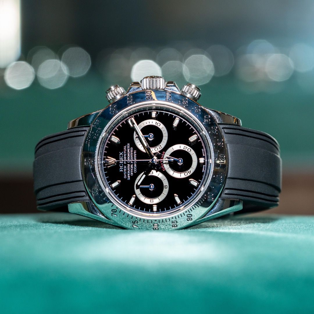 Rolex daytona black rubber strap shop