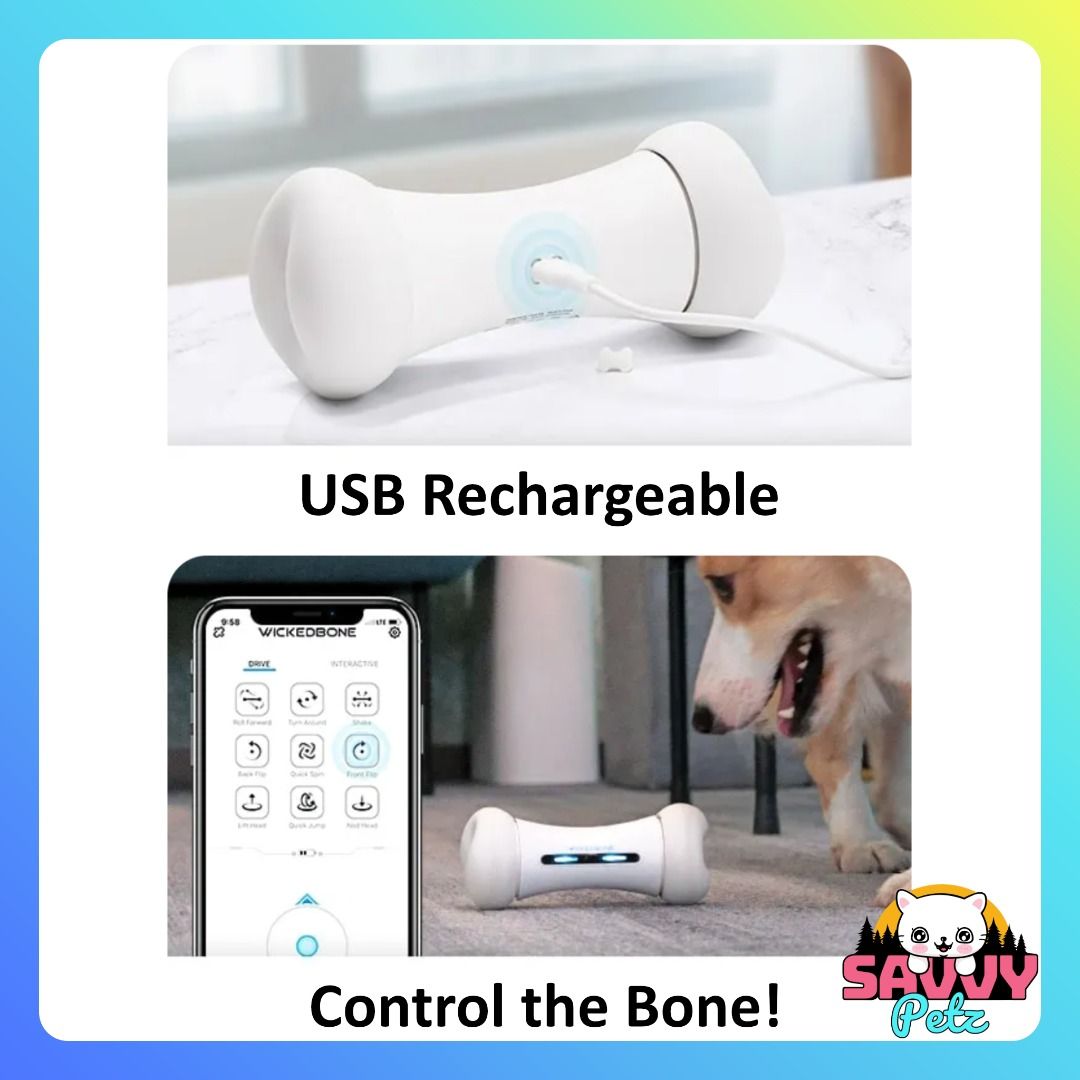 4 TO 6 APR SALE Wickedbone Smart Bone Interactive Dog Toy App Control Wicked Bone by Cheerble