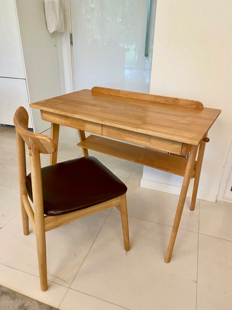 Wood desk and chair for 50, Furniture & Home Living, Furniture, Tables