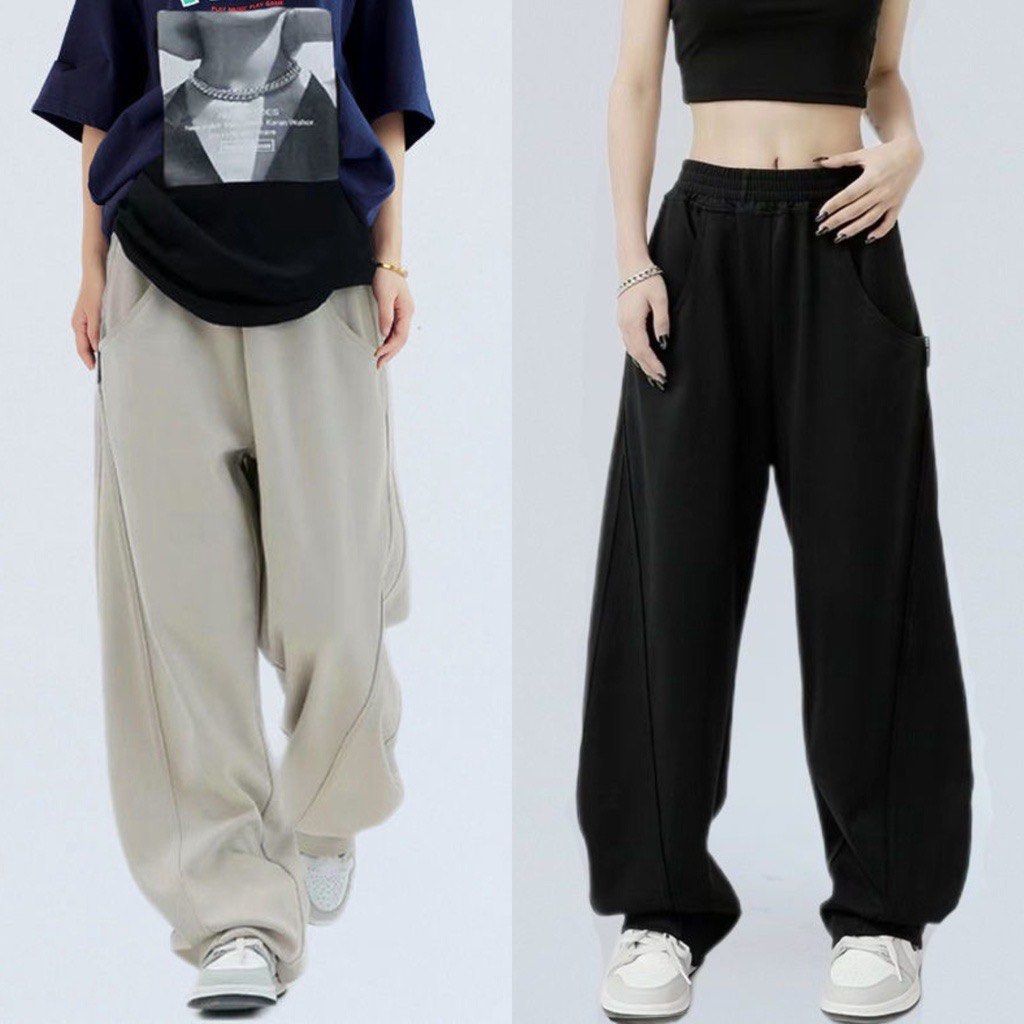 Y2K Retro Solid Baggy Pants For Women And Men HIgh Waist Sports