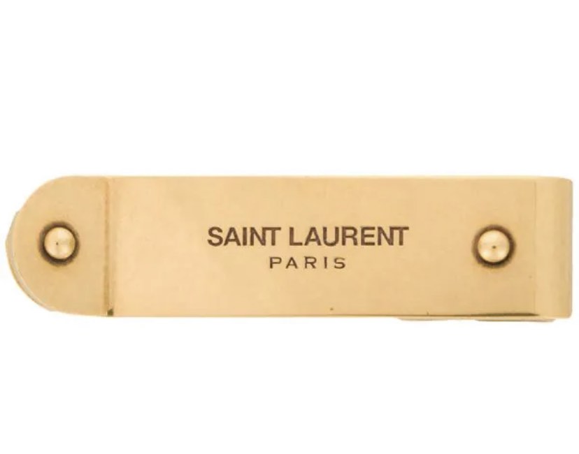 Auth Yves Saint Laurent Bill Clip Wallet Money Clip Card Holder
