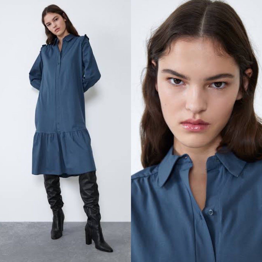 Zara Collared Buttons Down Dress, Women's Fashion, Dresses & Sets
