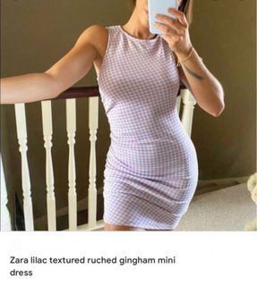 Zara gingham dress available in color lilac & black