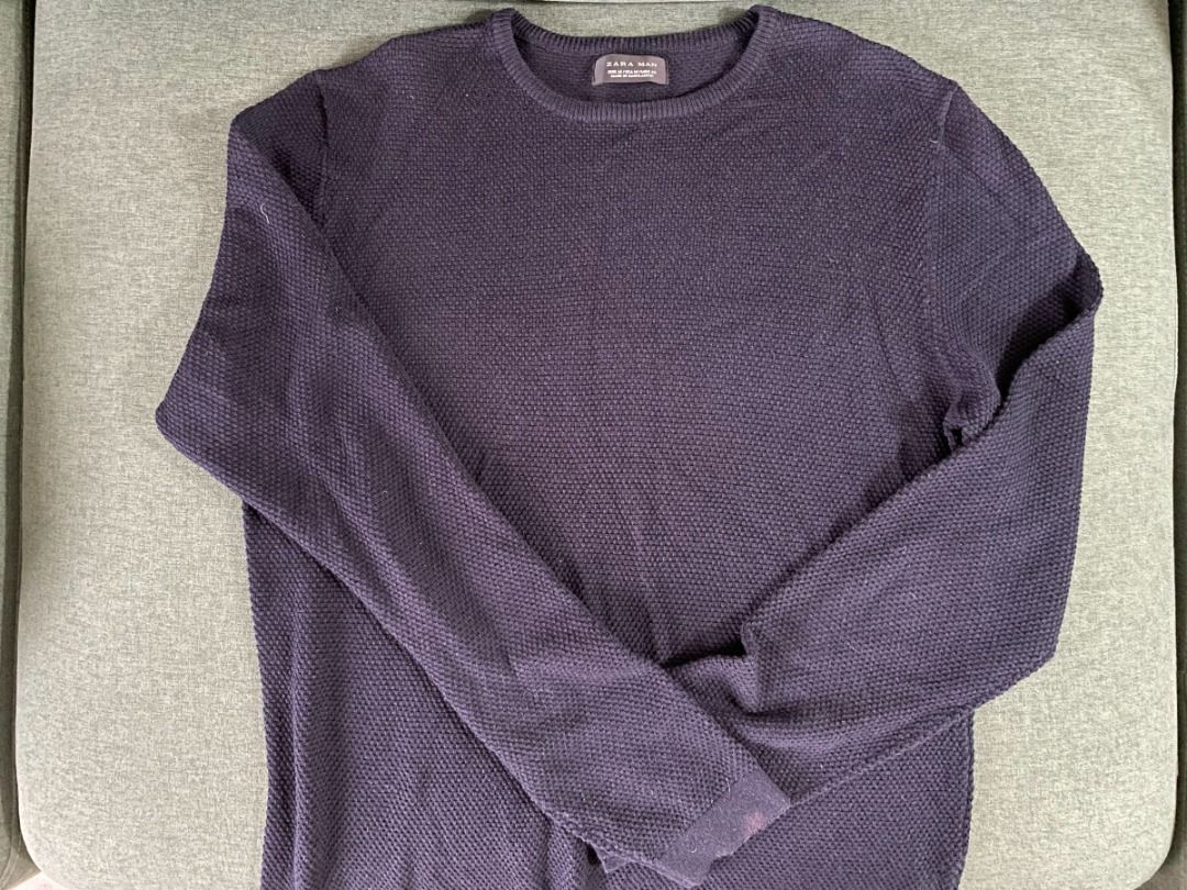 Zara Man Medium Sized dark blue sweater, Men's Fashion, Coats