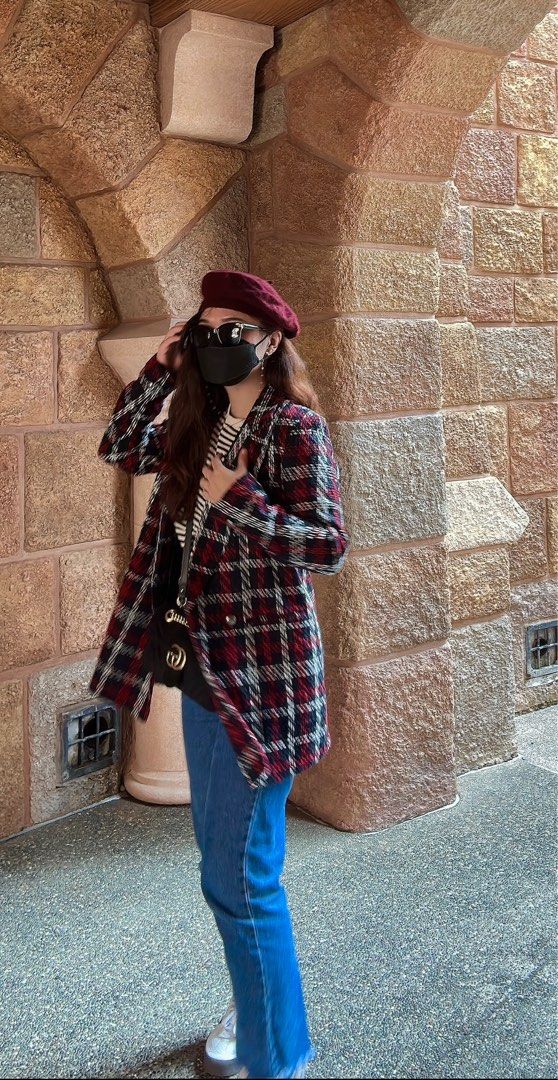 Zara red plaid coat clearance