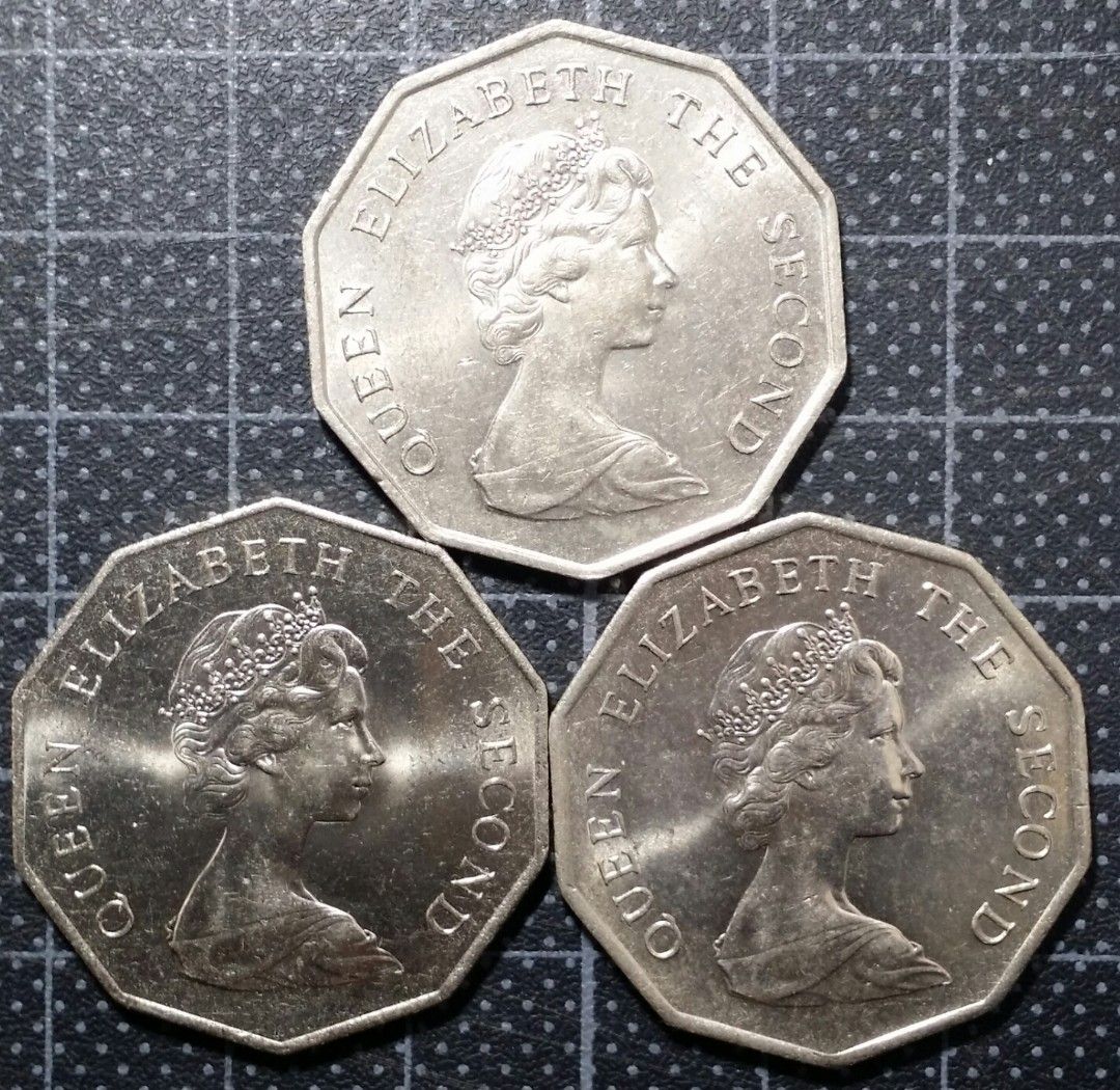 1976，1978，1979年香港十角形五元5元硬幣3個一套, 興趣及遊戲, 收藏品及紀念品, 錢幣- Carousell