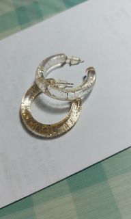 透明圓圈金閃耳環