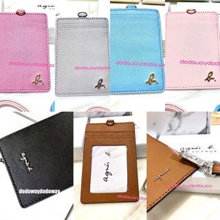 正品 現貨 agnes b. 防刮 牛皮 多層卡套 工作證 上班卡 附盒子 禮物 小b卡夾套 識別證 票卡套