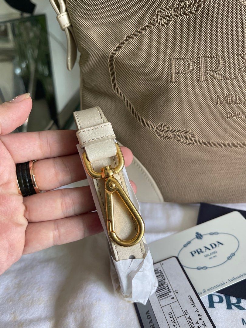 Prada logo store jacquard crossbody bag