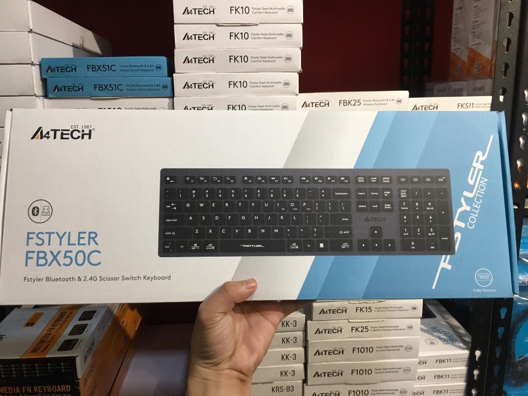 A4Tech Fstyler FBX50C Bluetooth & 2.4G Scissor Switch Keyboard Black ...