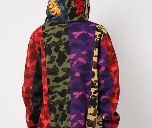 A Bathing ape Bape Mix camo Crazy Shark fullzip hoodie Size M