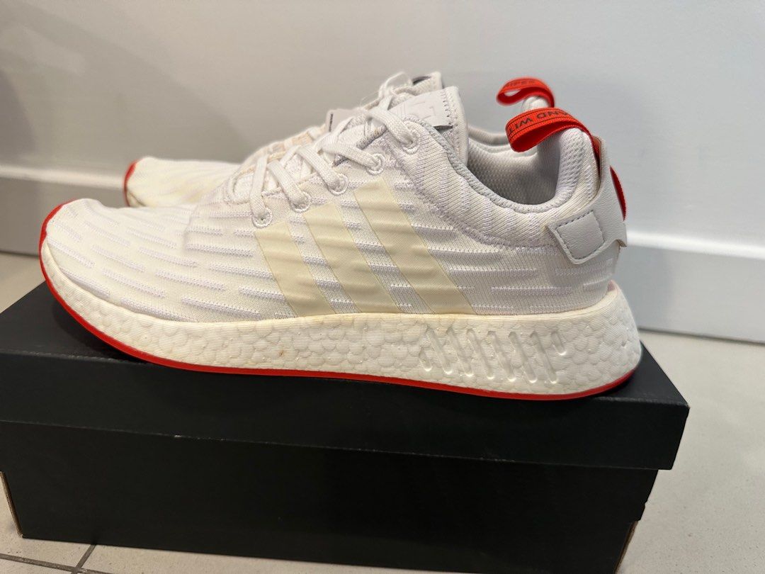 Adidas nmd r2 store primeknit white red