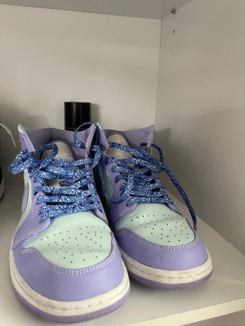 Air Jordan 1 Mid Purple Aqua Men s Fashion Footwear Sneakers on