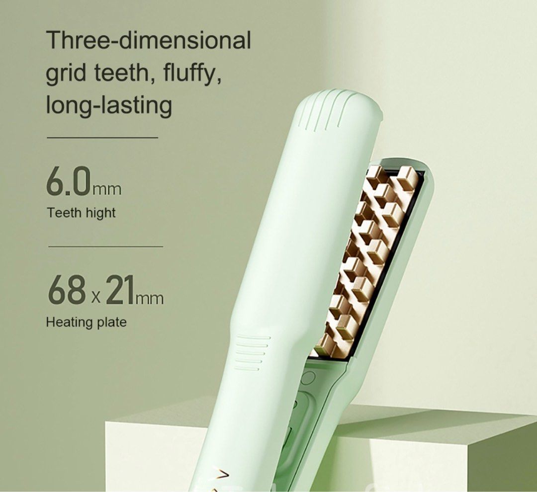 Hair Crimper for Women, 6 Teeth Corrugated Wave Hair Straightener Styling  Tool, Adjustable Temperature Ceramic Tourmaline Straight Plate Clip  Volumizing Crimper Hair Iron