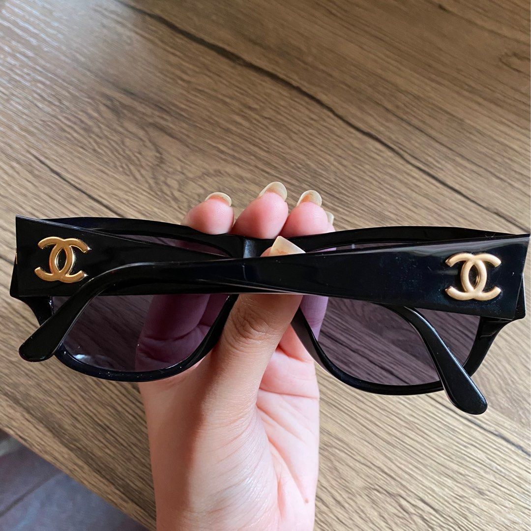 CHANEL, Accessories, Authentic Chanel Vintage Cc Logos Round Sunglasses  Eye Wear Black