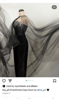 Black sequined evening gown with cape (USED ONCE ONLY)