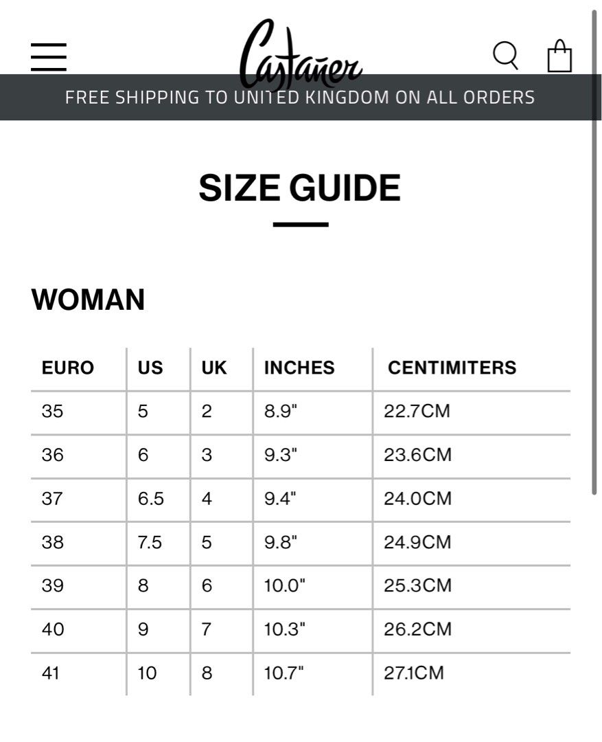 Castaner espadrilles size guide on sale