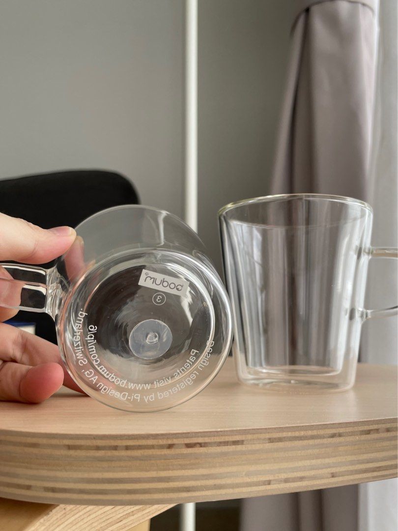 Bodum 2x Double walled Canteen Glass Cups, Furniture & Home Living