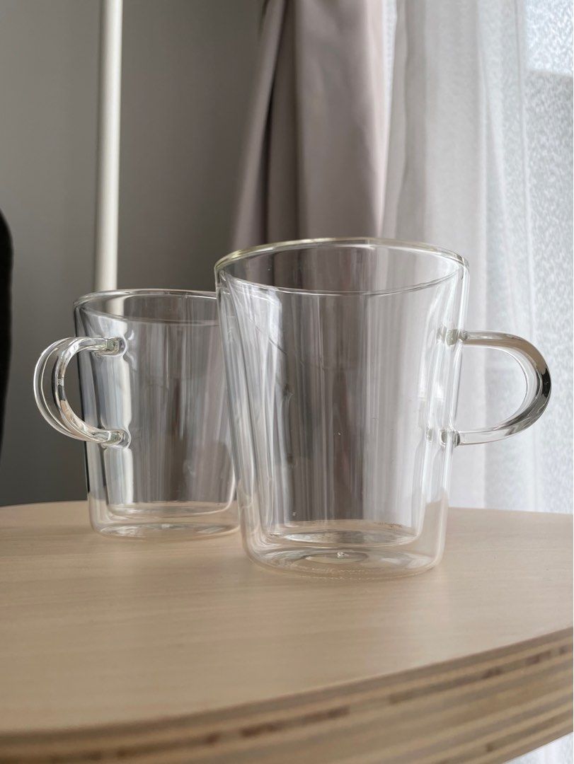 Bodum 2x Double walled Canteen Glass Cups, Furniture & Home Living