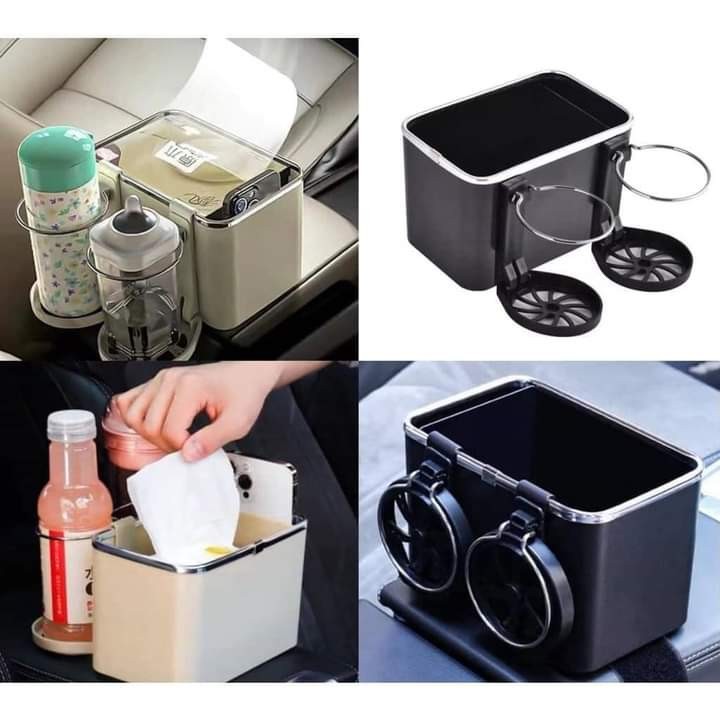 Car armrest box storage box multifunctional water cup holder car tissue box  car supplies, Car Parts & Accessories, Mags and Tires on Carousell
