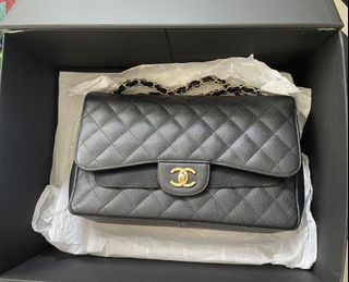Chanel jumbo black caviar GHW