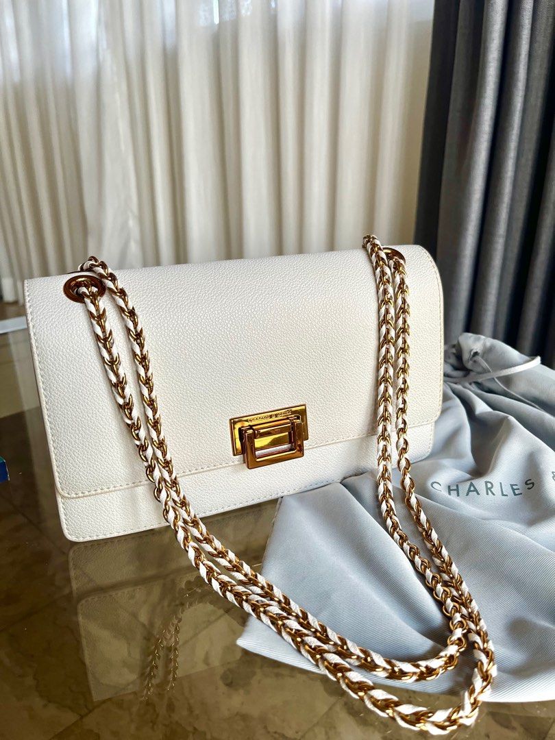 Charles Keith white sling bag