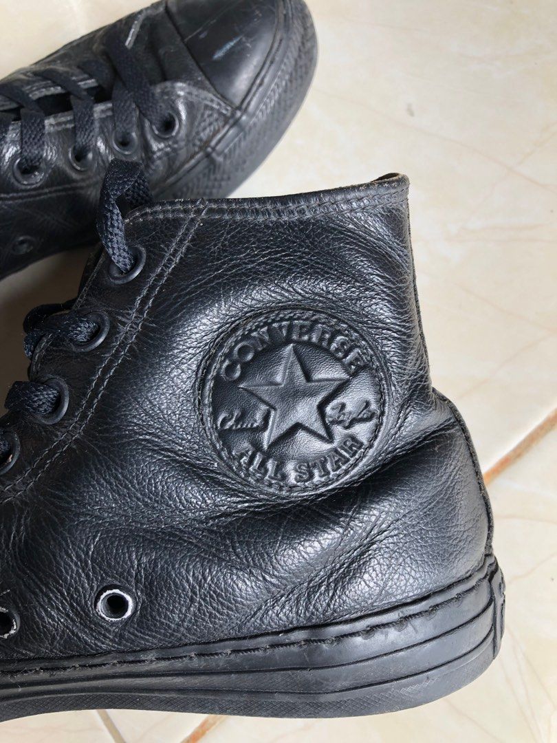 Converse full black leather best sale