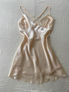 Dainty Satin Silk Crisscross Slip Dress