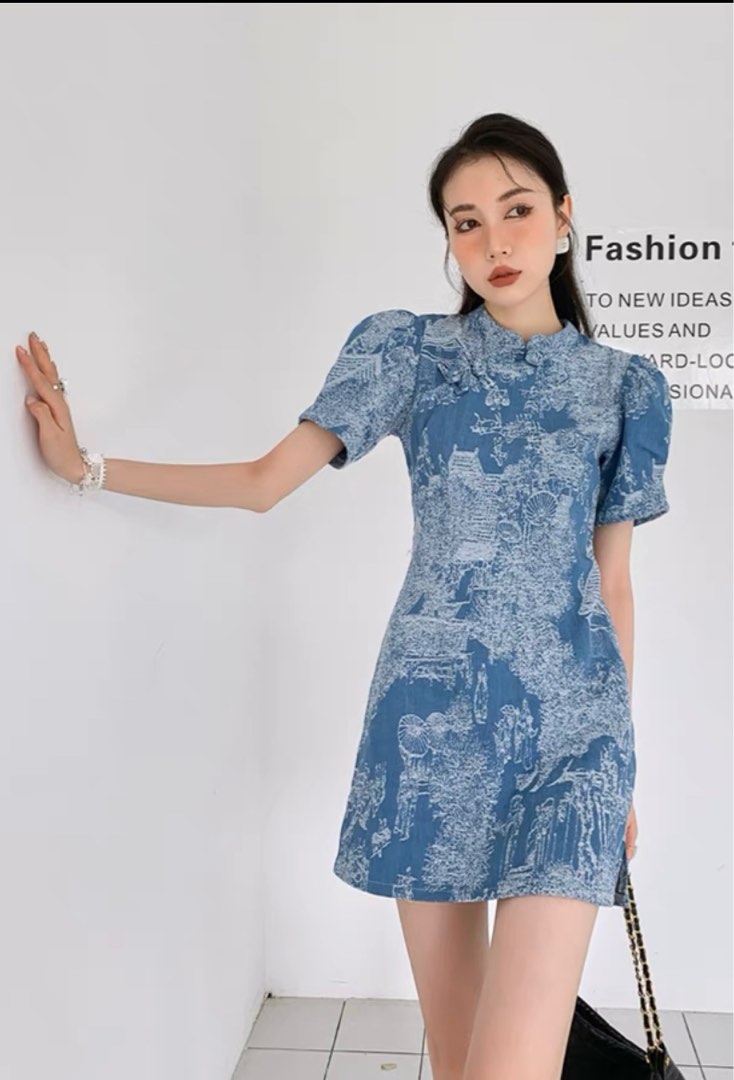 Denim cheongsam deals