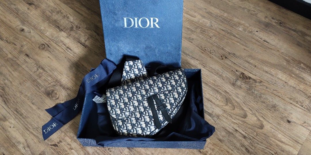 A4 Pouch Beige and Black Dior Oblique Jacquard