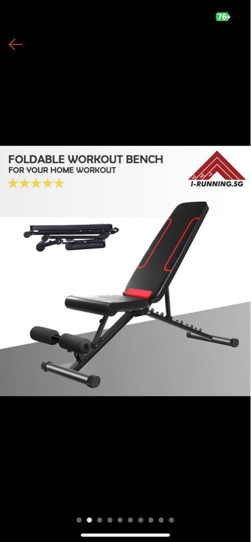 Foldable Workout Bench, Sports Equipment, Exercise & Fitness, Weights