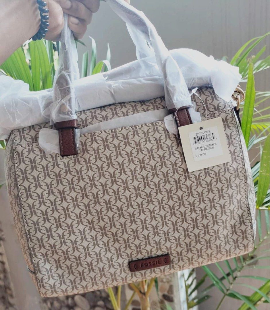 Fossil rachel satchel taupe tan Barang Mewah Tas Dompet di
