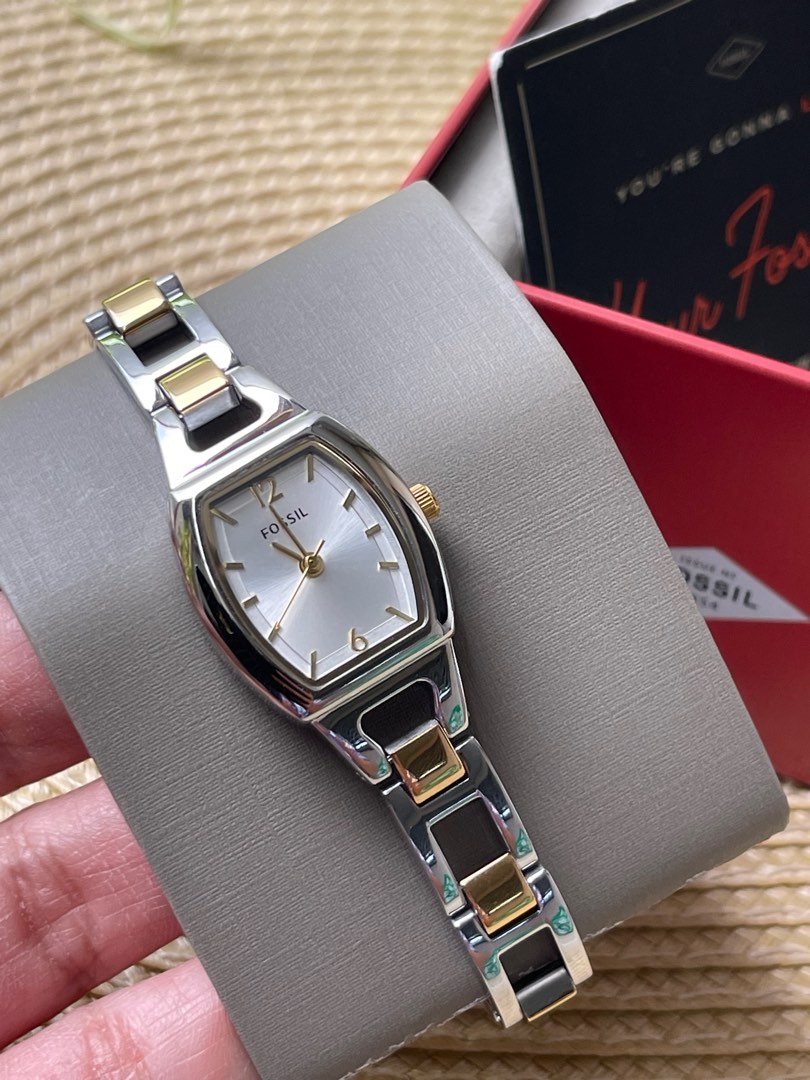 Fossil US Isobel Three hand Stainless Steel Two tone Black dial Women s Watch Arrived from US