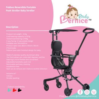 [FREE DELIVERY] Pekboo Reversible Portable Push Stroller Baby Stroller