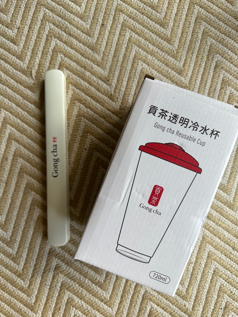 Gong Cha Reusable Bubble Tea Cup & Straw Set, Furniture & Home Living